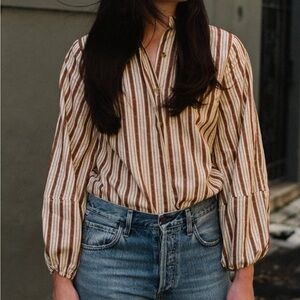 Parterre Remy Top in Brown Stripe